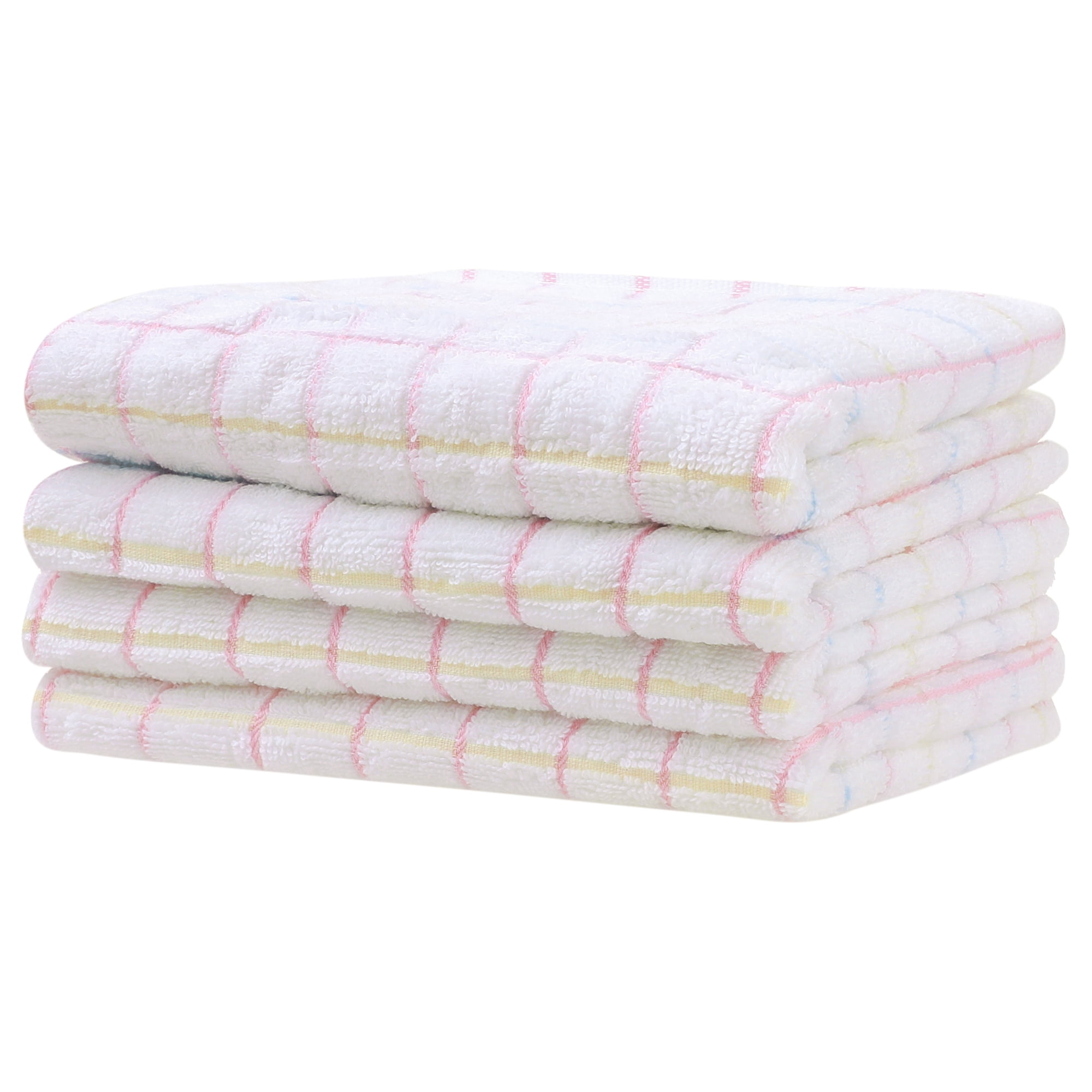 Unique Bargains Bathroom Hand Towels Soft Absorbent Kitchen Towel Sets 14" x 28" Pink 4pk