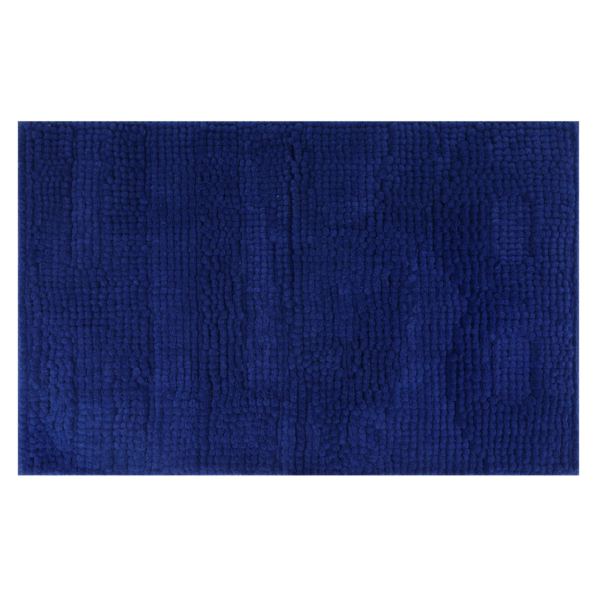 Unique Bargains Bathroom Mat Fluffy Chenille Non Slip Backing Baths Rugs Blue 20" x 32"