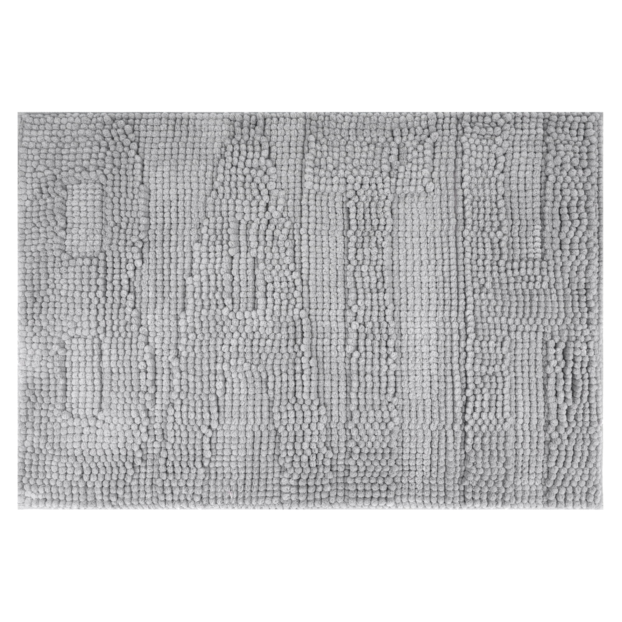 Unique Bargains Bathroom Mat Fluffy Chenille Non Slip Backing Baths Rugs Grey 16" x 24"