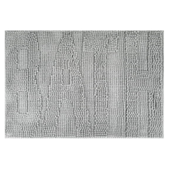 Unique Bargains Bathroom Mat Fluffy Chenille Non Slip Backing Baths Rugs Grey 16" x 24"