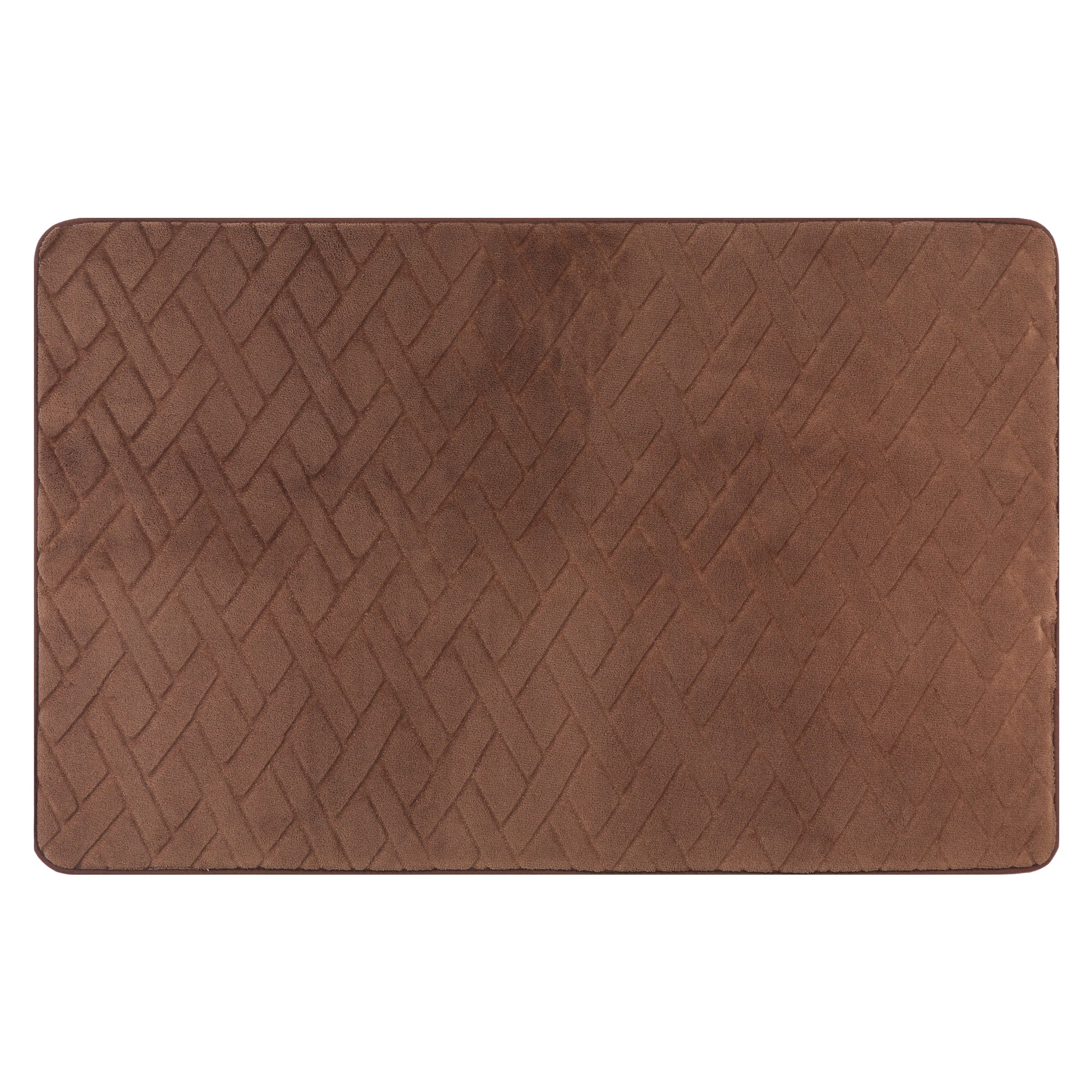 Unique Bargains Bathroom Mat Memory Foam Non-Slip Bath Rugs Brown 16" x 24"