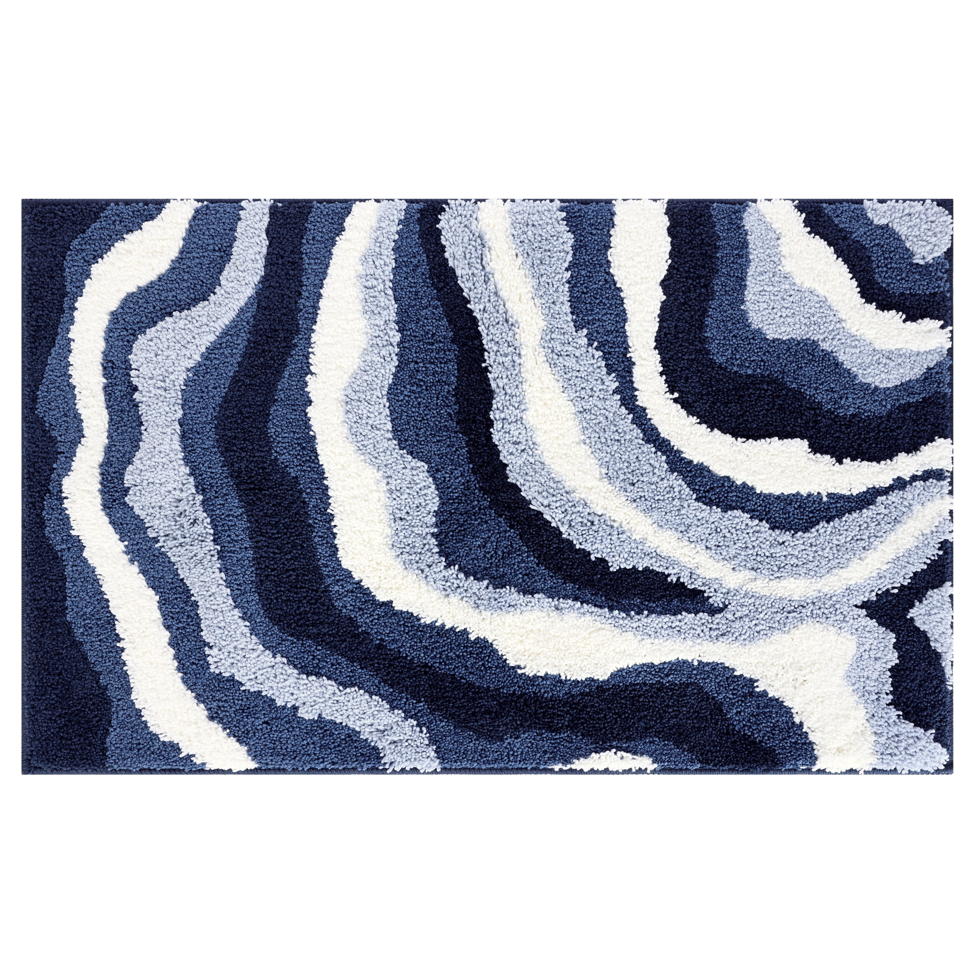 Unique Bargains Bathroom Rug Soft Bath Mat Non-Slip Thickening Bath Rugs Dark Blue 16"x24"