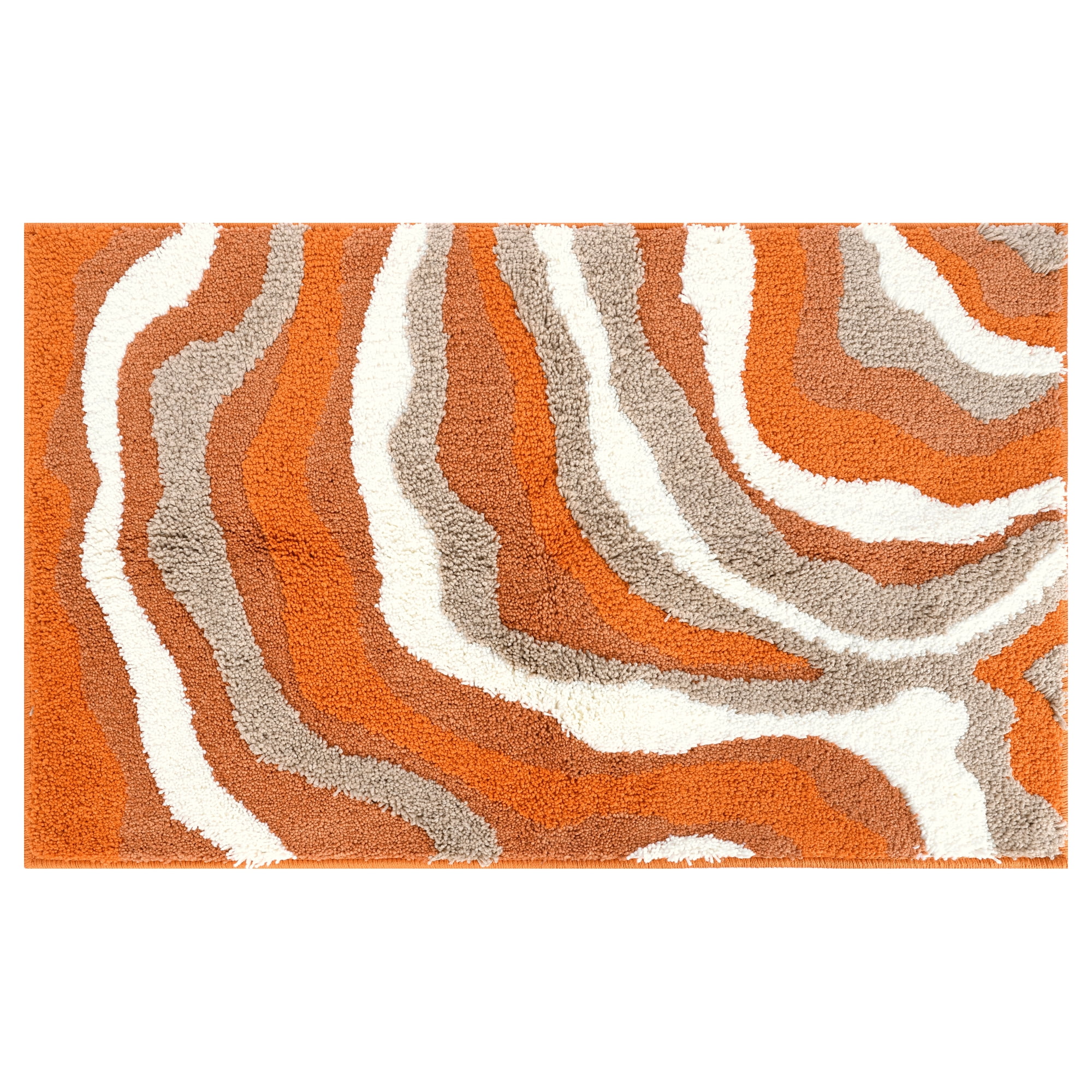 Unique Bargains Bathroom Rug Soft Bath Mat Non-Slip Thickening Bath Rugs Orange 20"x32 ...