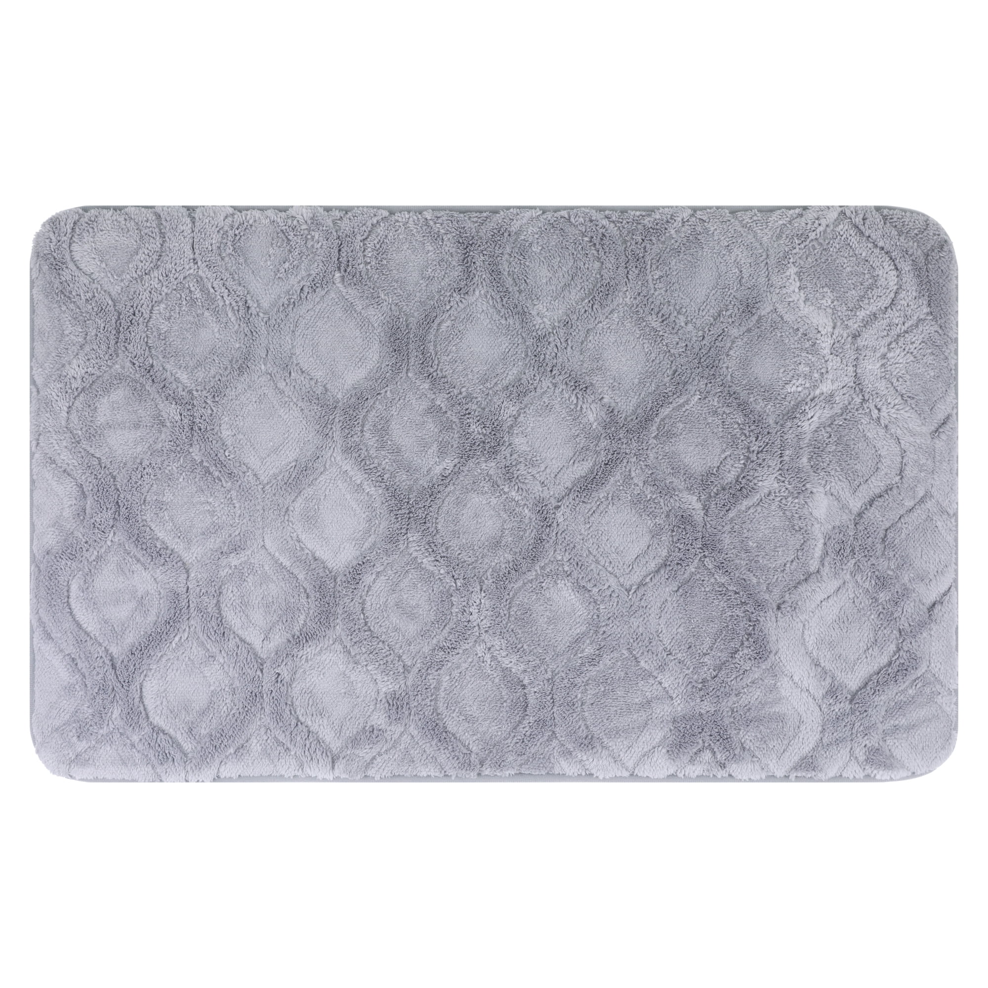 Unique Bargains Bathroom Rug Soft Non Slip Washable Mat Grey 20" x 32"