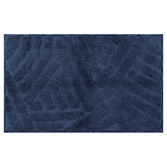 Unique Bargains Bathroom Rugs Non Slip Bath Mat Geometric Soft Mat Washable Carpet Blue 20*32in