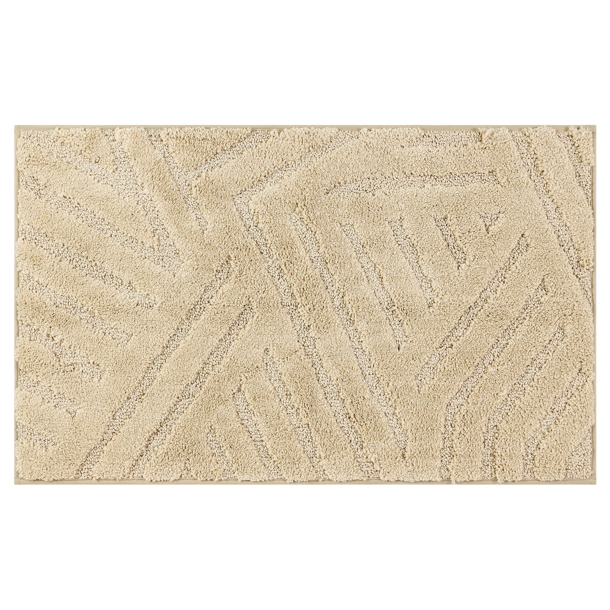 Unique Bargains Bathroom Rugs Non Slip Bath Mat Geometric Soft Mat Washable Carpet Khaki 16*24in