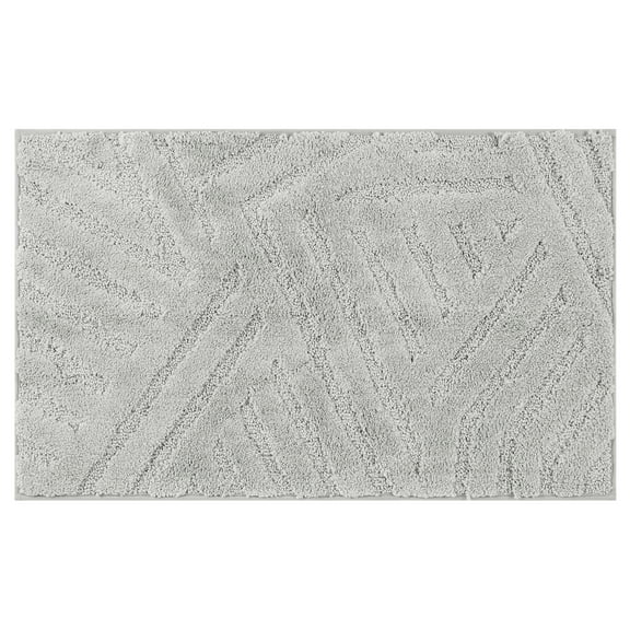 Unique Bargains Bathroom Rugs Non Slip Bath Mat Geometric Soft Mat Washable Carpet Light Gray 16*24in