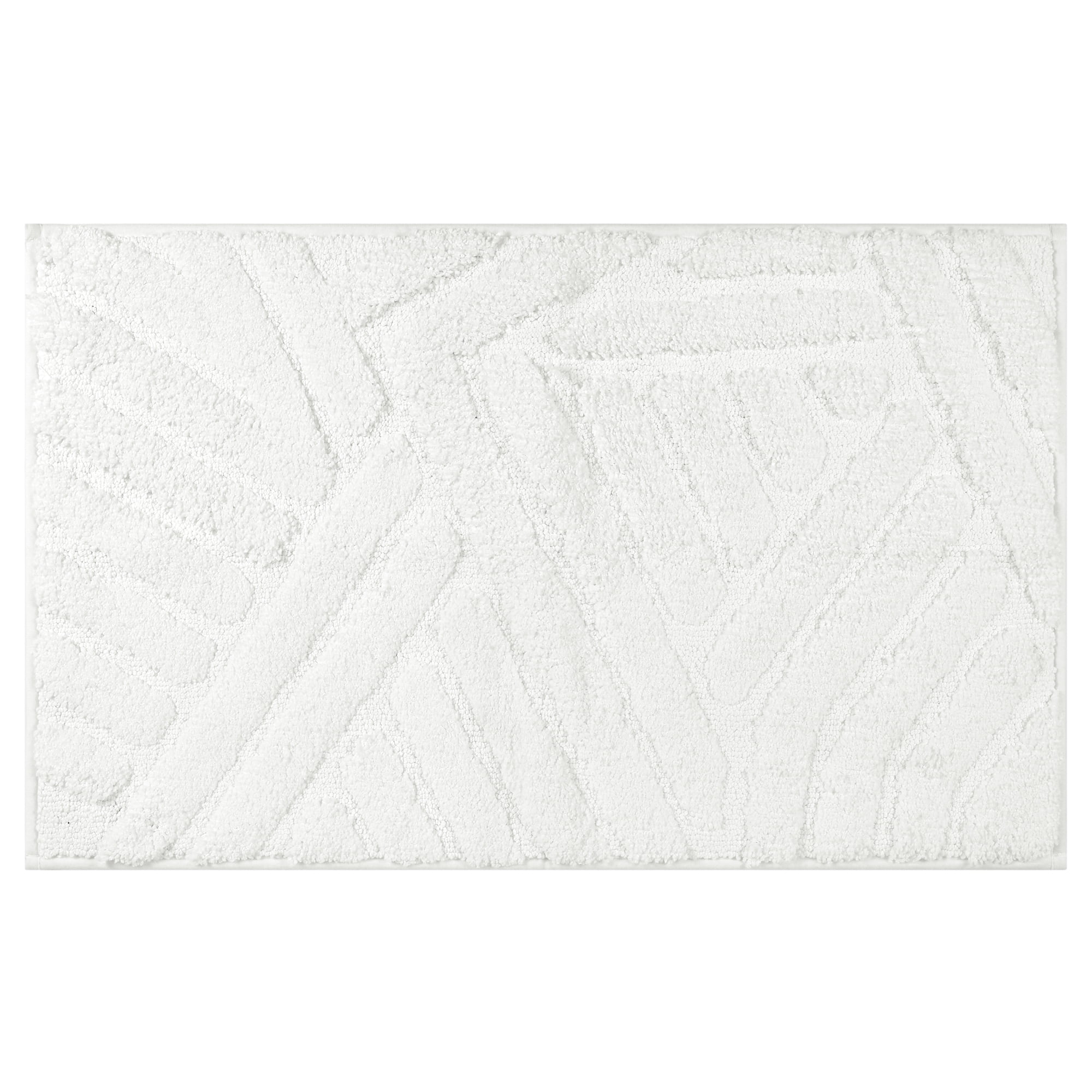 Unique Bargains Bathroom Rugs Non Slip Bath Mat Geometric Soft Mat Washable Carpet White 20*32in