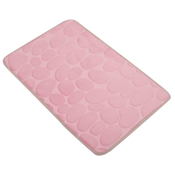 Unique Bargains Bathroom Rugs Polyester Bath Mat Machine Washable Pink Cobblestone Pattern 23.62"x15.75"
