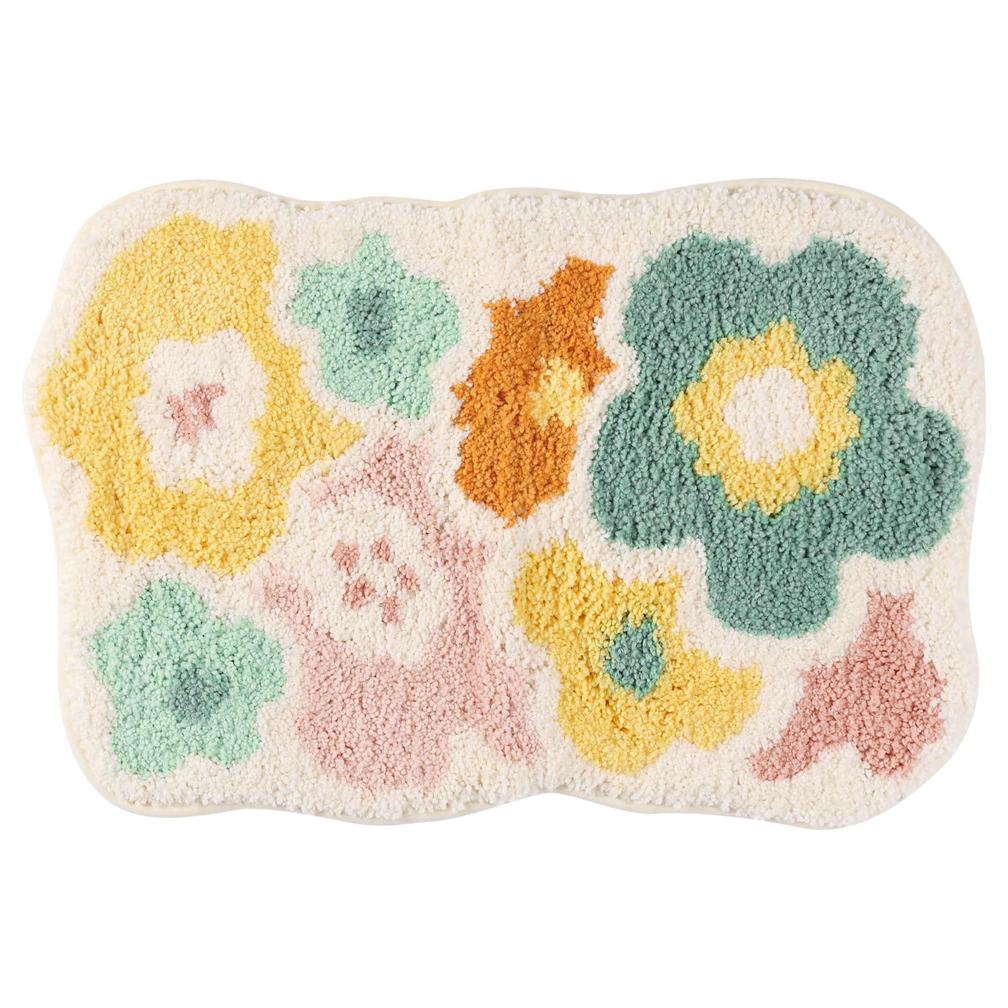 Unique Bargains Bathroom Rugs Soft Plush Fluffy Non-Slip Printing Quick Dry Bath Rugs Flower-1 20"x32"