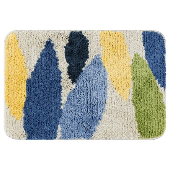 Unique Bargains Bathroom Rugs Soft Plush Fluffy Non-Slip Printing Quick Dry Bath Rugs Leaves-3 16"x24"