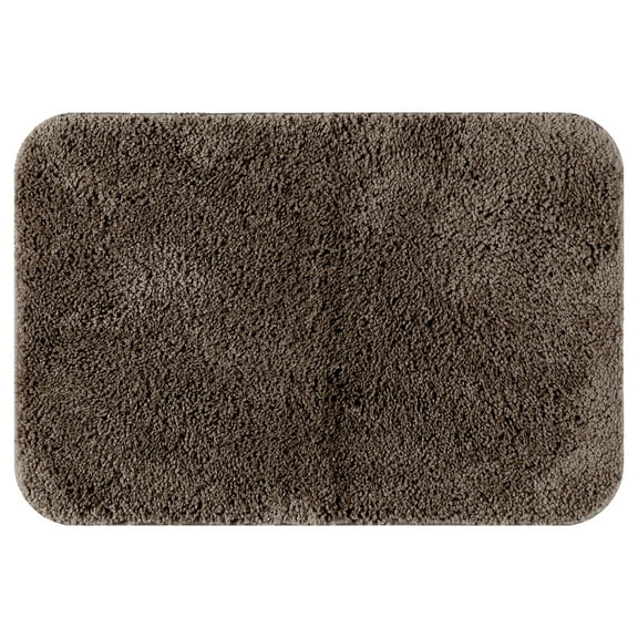 Unique Bargains Bathroom Soft Plush Mats Non-Slip Quick Dry Anti-Skid Shaggy Bath Rugs Brown 16"x24"