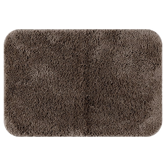 Unique Bargains Bathroom Soft Plush Mats Non-Slip Quick Dry Anti-Skid Shaggy Bath Rugs Brown 20"x32"