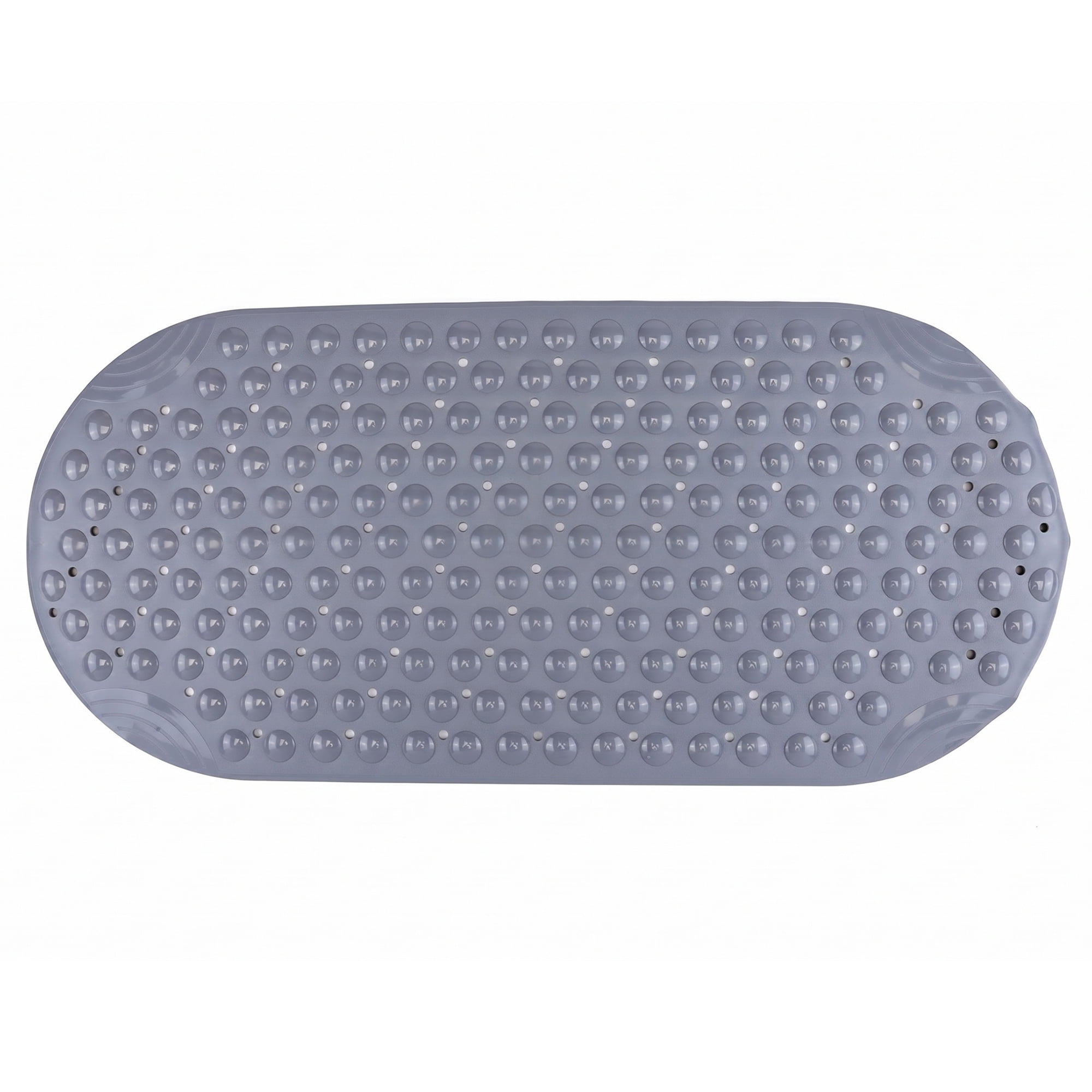 Unique Bargains Bathtub Mat Non-Slip Strong Suction Cups with Drain Holes Gray 35" x 16"