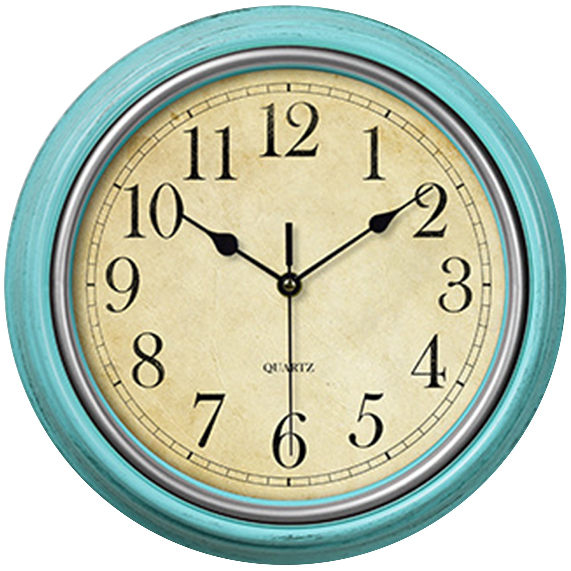 Unique Bargains Battery Operated Non Ticking Wall Clock Blue