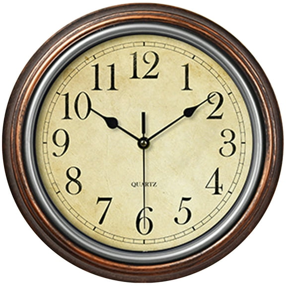 Unique Bargains Battery Operated Non Ticking Wall Clock Brown