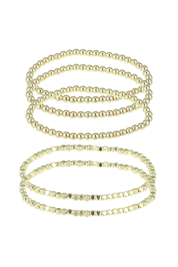 Bead Bracelet for Women Bead Ball Bracelet Stackable Stretchable Elastic Bracelet Kit Gold Tone