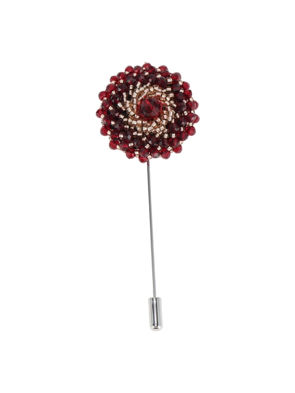 Beaded Lapel Pin 1 Pc Burgundy