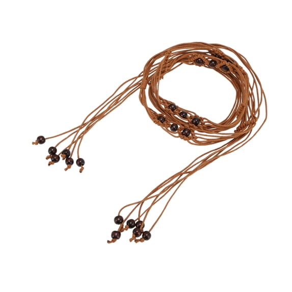 Unique Bargains Beaded Weaving Adjustable Waist Rope Fashion Accessory for Women Brown
