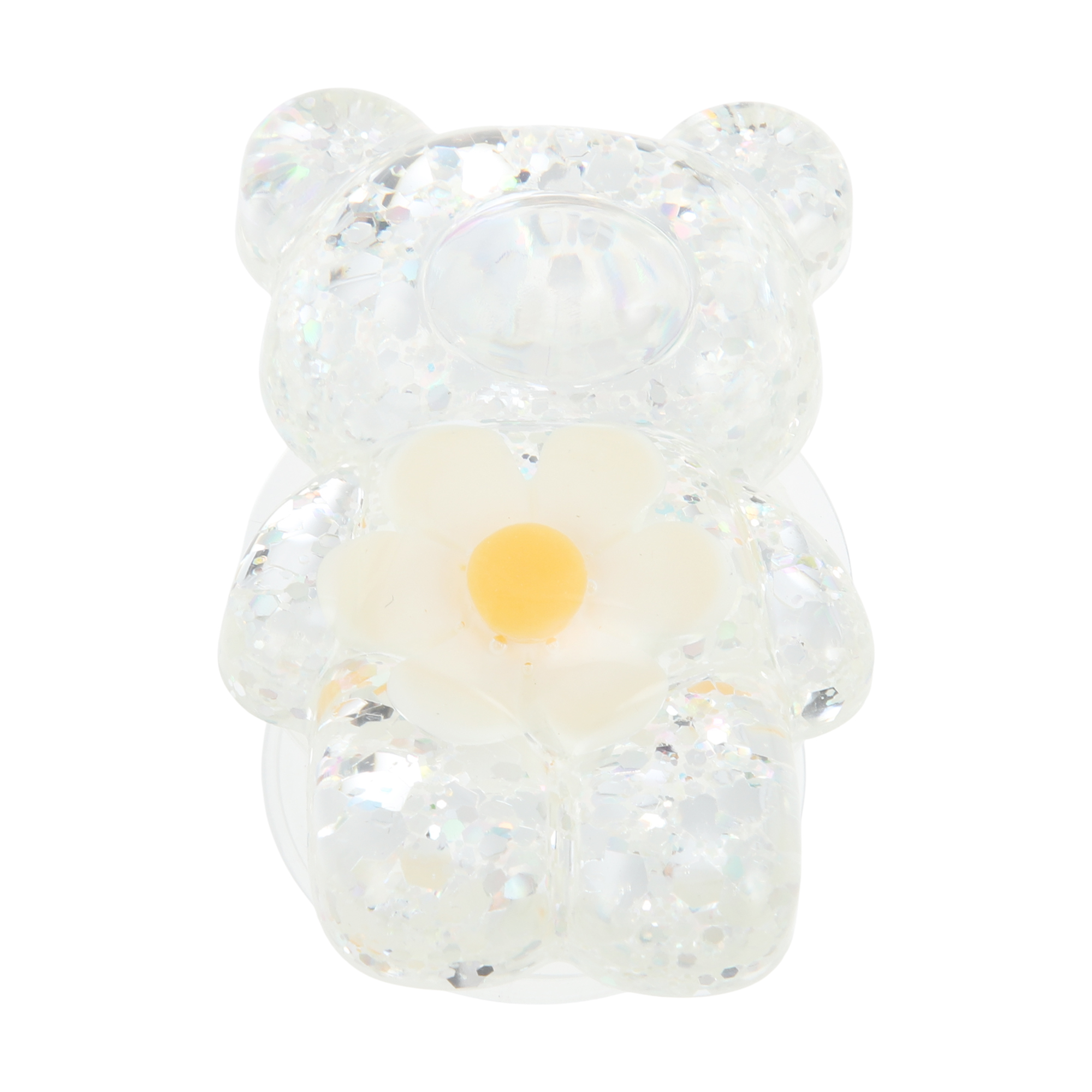 Unique Bargains Bear High-Shine Hexapetalous Flower Phone Grip White