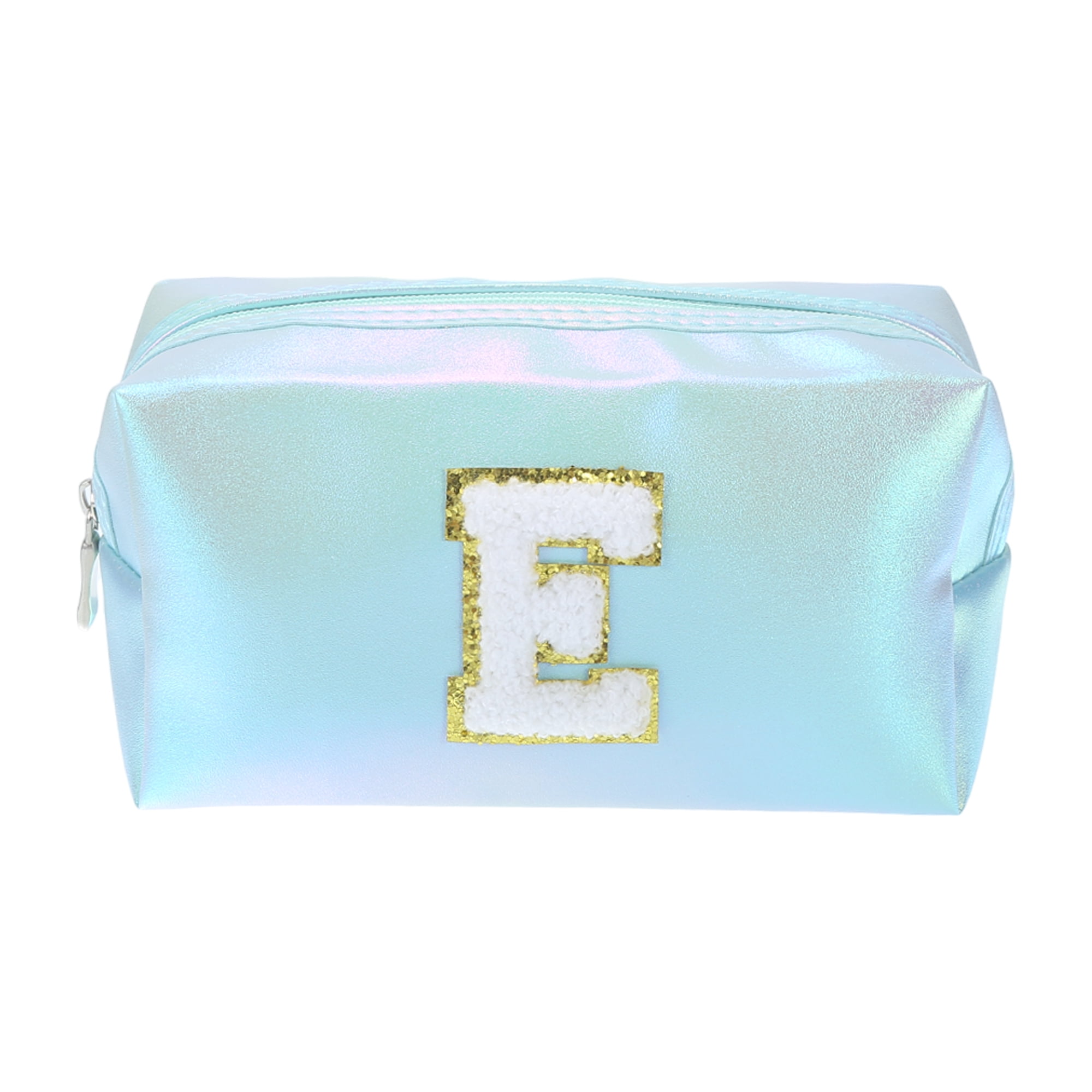 Unique Bargains Beatiful Durable Women Durable Letter E Cosmetic Bag for Vacation Blue