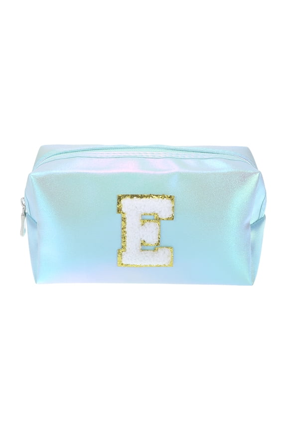 Beatiful Durable Women Durable Letter E Cosmetic Bag for Vacation Blue