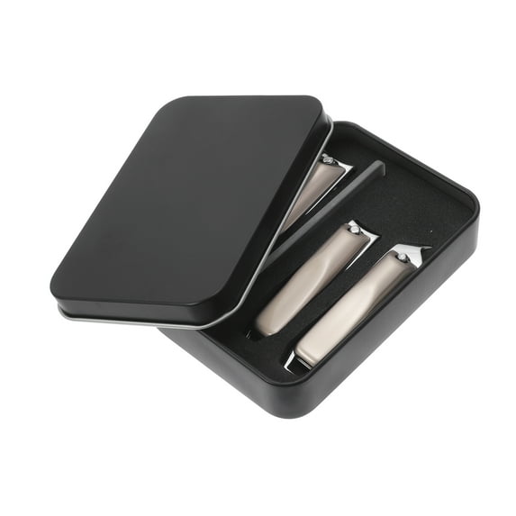 Unique Bargains Beautiful Box Slant Nail Clipper Kit Gradient 1 Set Silver Tone 4