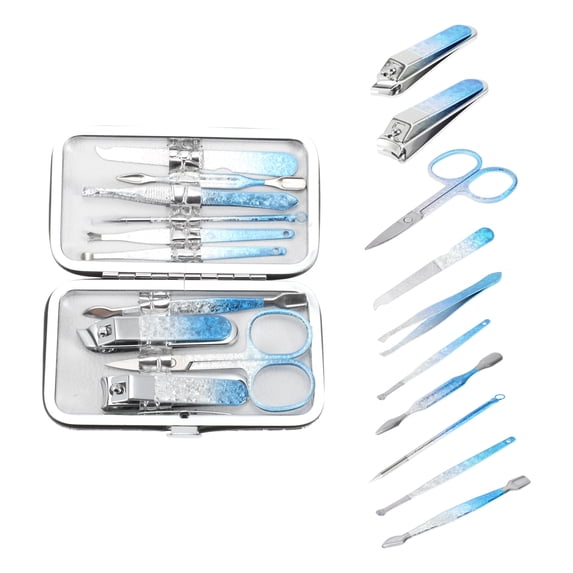 Unique Bargains Beautiful Style Nail Clipper Kit 2.24"x 0.47"x 0.59" Gradient Blue 10pcs