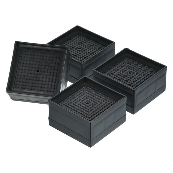 Unique Bargains Bed Square Adjustable Couch Risers Furniture Legs Supports Up to 1300Lbs Black 3" x 3" x 1.5"