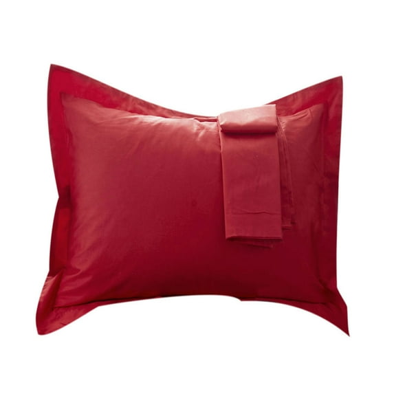 PiccoCasa Bedroom Egyptian Cotton Pillow Shams Case Cover Pillowcase Protector Red 18 x 18 Inch Set of 2