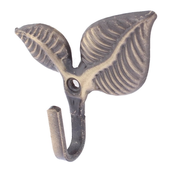 Uxcell 3" x 2.7" x 0.8" Bedroom Leaf Shape Curtain Tiebacks Wall Hooks with Screws Bronze Tone 2 Pcs
