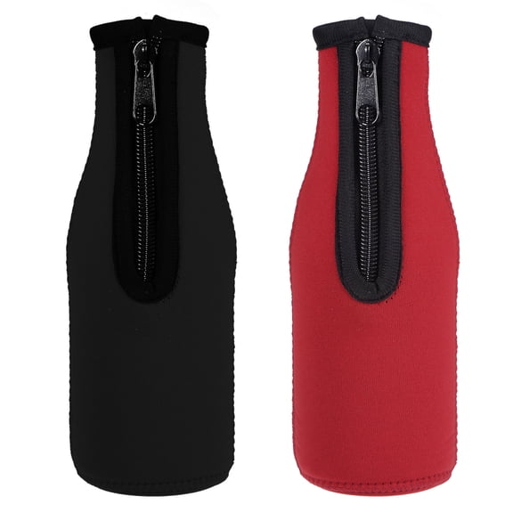 Unique Bargains Beer Bottle Sleeves Collapsible Neoprene Covers Black Red