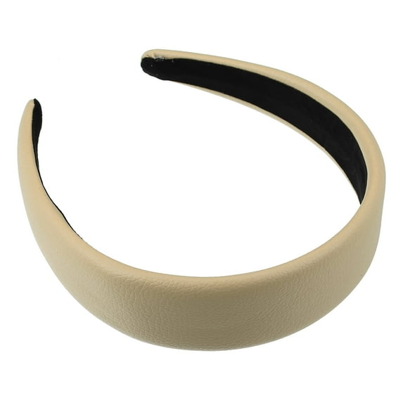 Unique Bargains Beige Headbands for Women, Faux Leather Headband for Women's Hair, 1.6 Inch Wide Headbands