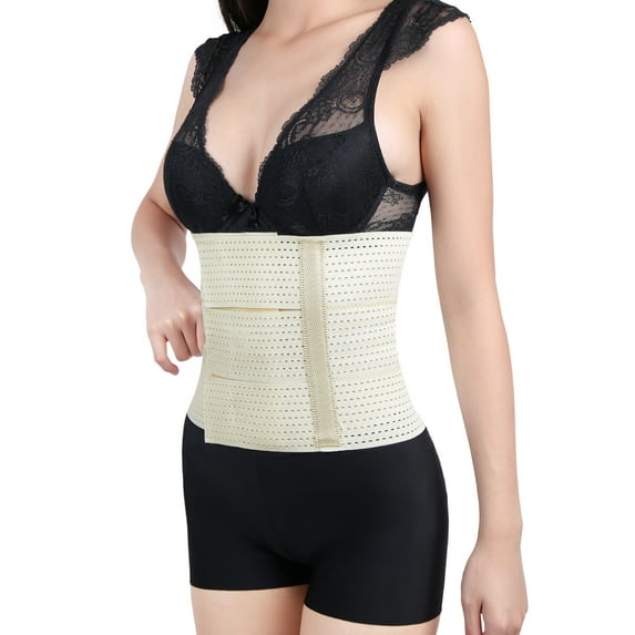 Unique Bargains Beige L Postpartum Recovery Belly Band Abdominal Shaping Wrap Belt Waist Shaper Shapewear