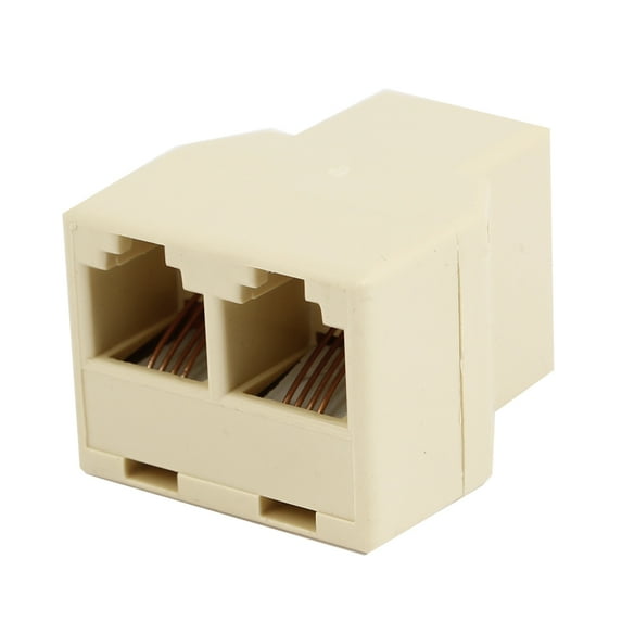 Unique Bargains Beige Plastic RJ11 6 Position 4 Pins F-2F 3 Ports Telephone Connectors
