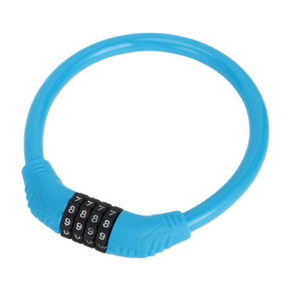 Unique Bargains Bicycle Lock Portable Ring Cable Anti-Theft Resettable 4 Digit Mini Ring Lock Alloy ABS 45cm Blue 1 Pc