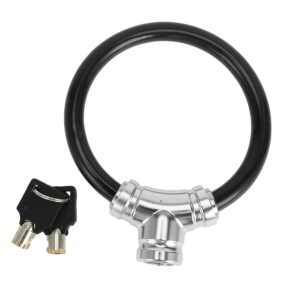 Unique Bargains Bicycle Lock with Key Portable Ring Cable Anti-Theft Bike Lock Mini Ring Lock Alloy ABS 39cm Black 1 Pc