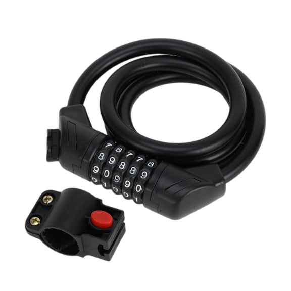Unique Bargains Bicycle Padlock Cable Spiral Lock 5 Digit Resettable Bike Cable Lock Steel ABS 120cm Matte Black 1 Set