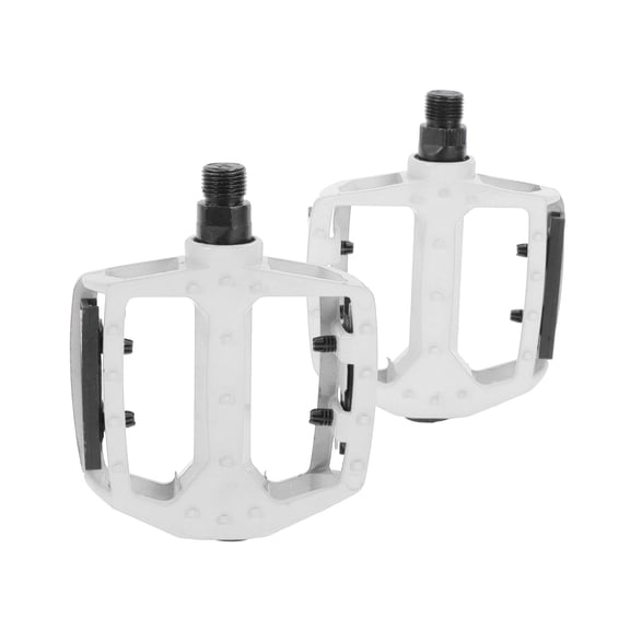 Unique Bargains Bicycle Pedal Aluminum Alloy Universal Bike Flat Pedal With Reflective Strips White Fit 14mm Non-Slip Bicycle Pedal for BMX MTB Road Bikes 1 Pair