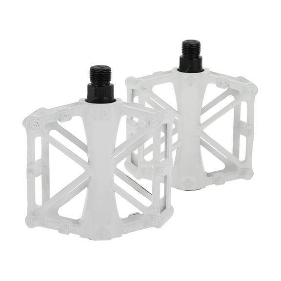 Unique Bargains Bicycle Pedal Aluminum Alloy Universal Bike Flat Pedal Without Reflective Strips White Fit 14mm Non-Slip Bicycle Pedal for BMX MTB Road Bikes 1 Pair