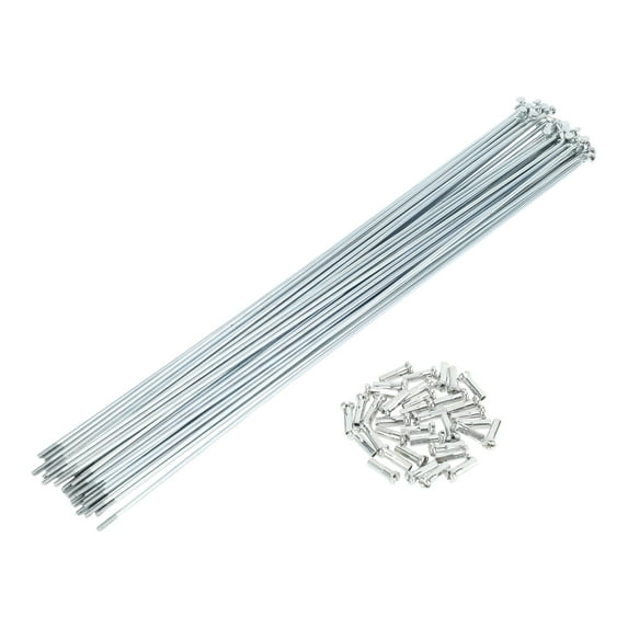 Unique Bargains Bicycle Spokes Bike Wheel Spokes Silver Tone Nipple 1 Set 14G Carbon Steel Galvanized Silver Tone-263mm