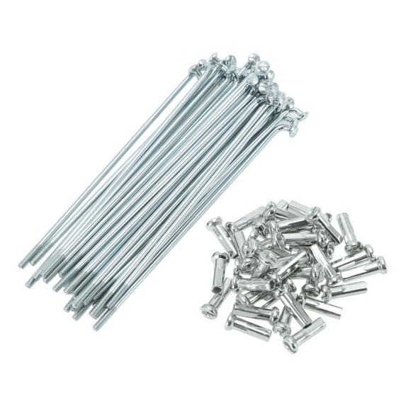 Unique Bargains Bicycle Spokes Bike Wheel Spokes Silver Tone Nipple 1 Set 14G Carbon Steel Galvanized Silver Tone-89mm