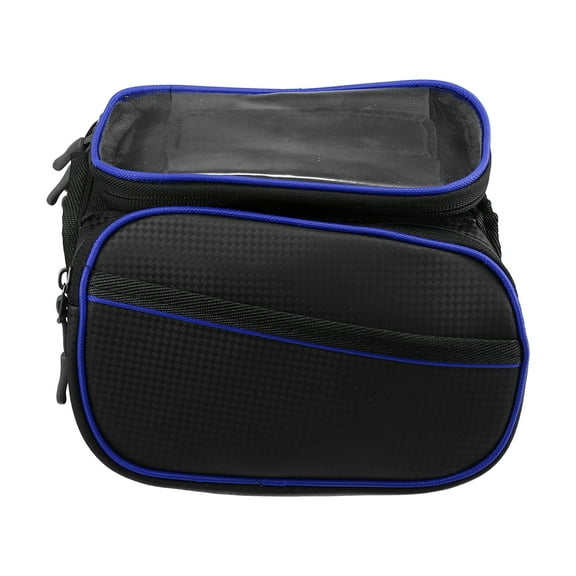 Unique Bargains Bike Front Frame Bag with Touch Screen Phone Holder Waterproof Storage Bag for Road Mountain Bike Blue