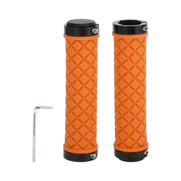 Unique Bargains Bike Handlebar Grips Covers 128mm Long Lightweight Bicycle End Grips Protector Orange 1 Set