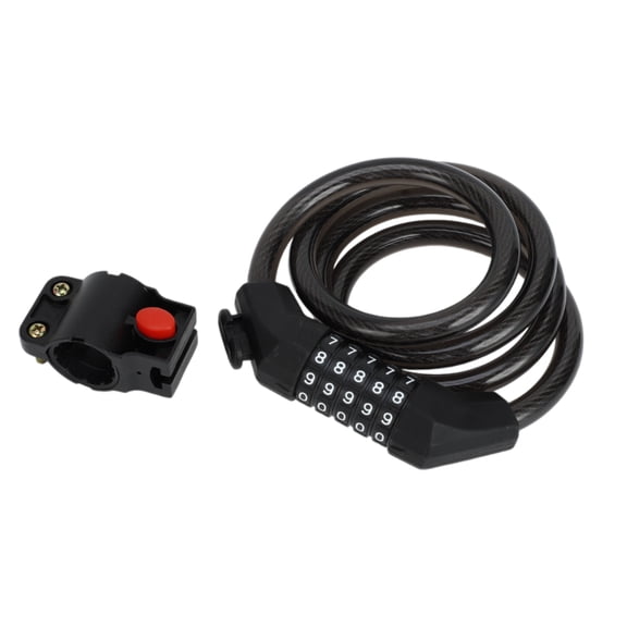 Unique Bargains Bike Lock Adjustable Bike Chain Lock 5 Digit Resettable Bike Cable Lock Zinc Alloy ABS 133cm Black 1 Pc