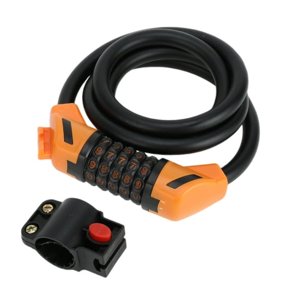 Unique Bargains Bike Padlock Cable Spiral Lock 5 Digit Resettable Bike Cable Lock Steel 120cm Matte Black Orange 1 Set