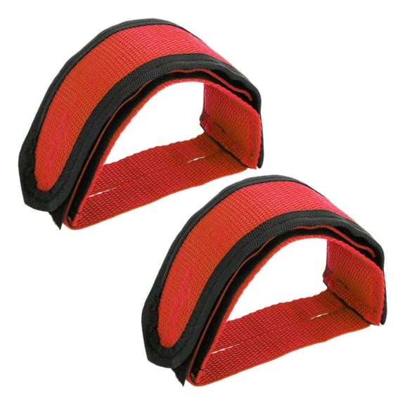 Unique Bargains Bike Pedal Straps, Toe Clips Straps Adjustable Anti-Slip Bicycle Feet Straps Red 1 Pair