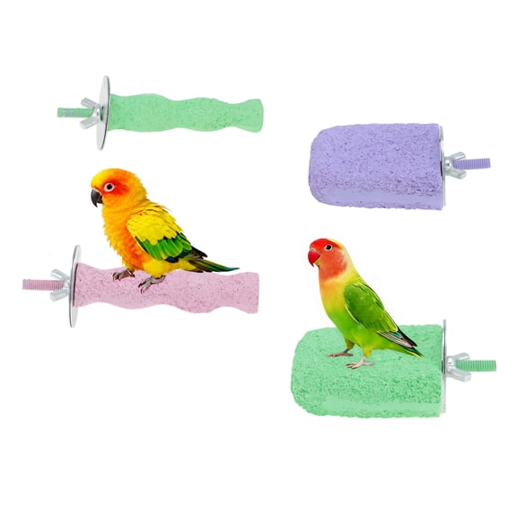 Unique Bargains Bird Beak Grinding Stone Resin Perch & Chewing Plaything Cage Accessories for Trimming Beak and Claws for Parakeets Cockatiels Brown 4 Pcs