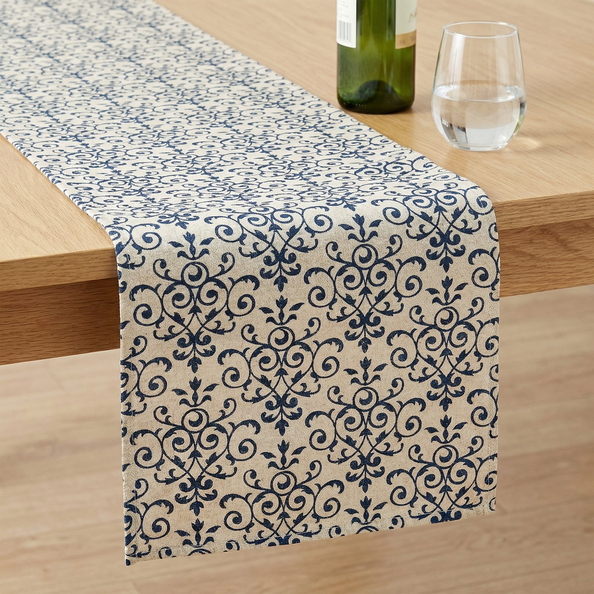 Unique Bargains Birthday Decorations Long Cotton Kitchen Runner Blue 11.8x63in