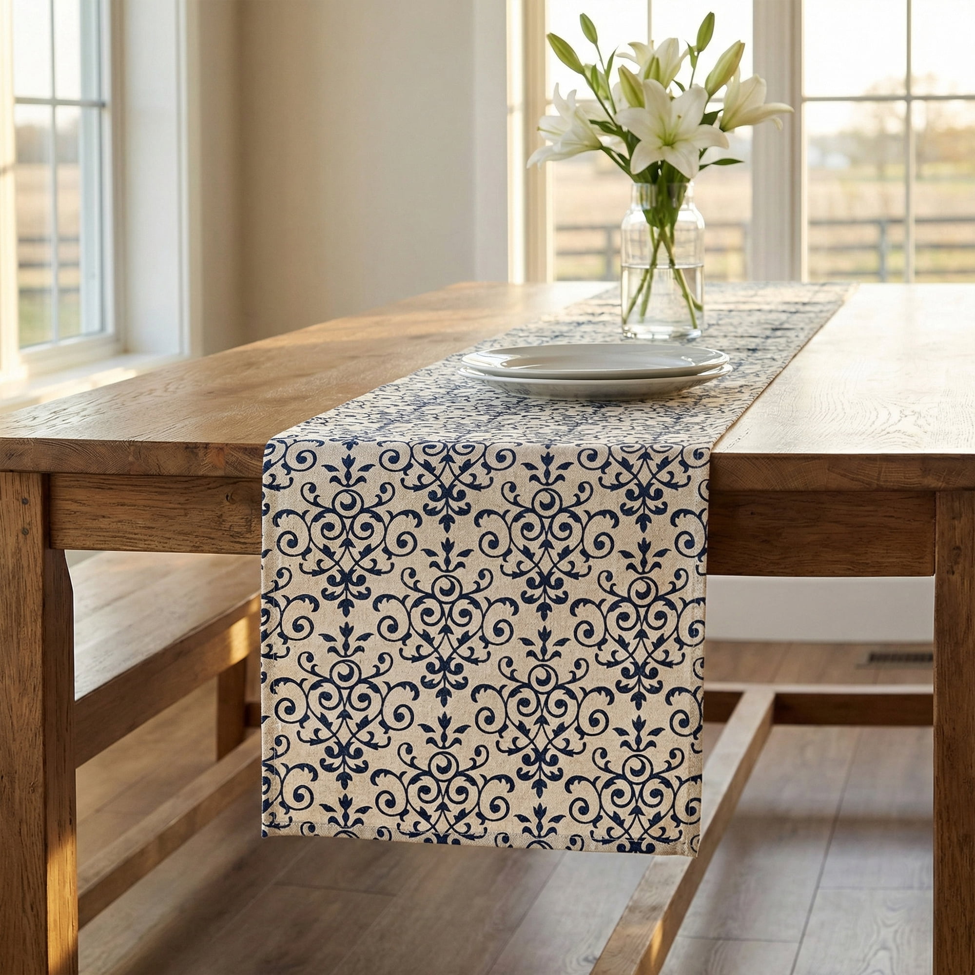 Unique Bargains Birthday Decorations Long Cotton Kitchen Runner Blue 11.8x86.6in
